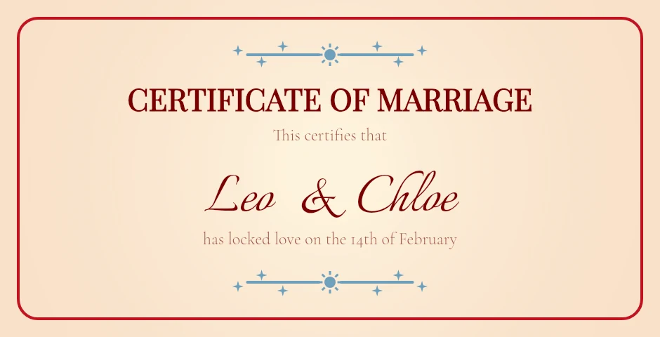 Funny / Playful marriage certificate template preview