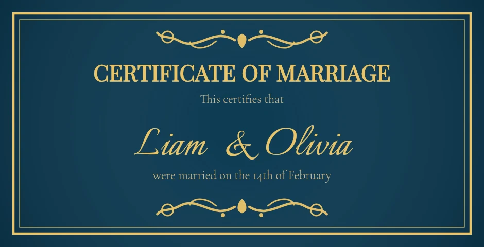 Gold Foil marriage certificate template preview
