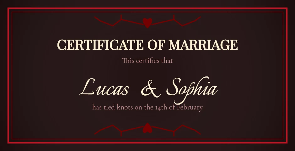 Gothic / Alt marriage certificate template preview