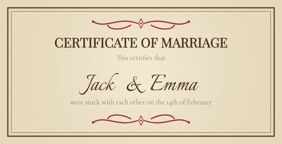 Vintage Parchment marriage certificate template preview